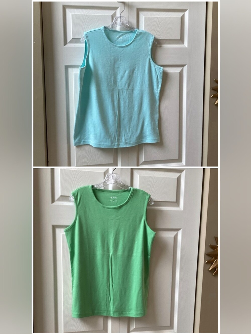 Two Blair Sleeveless Tank Top in Mint Green and Light Blue